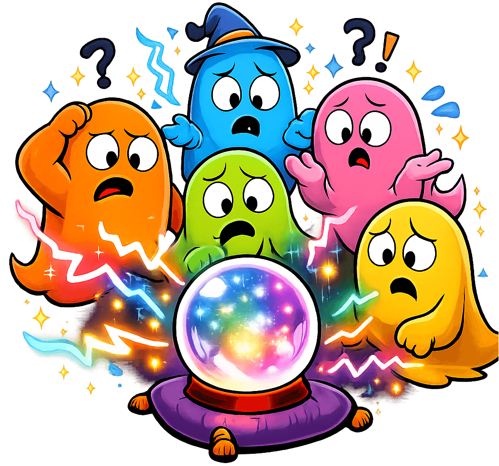 Prophezeiung - Bunte Geister um eine Kristallkugel